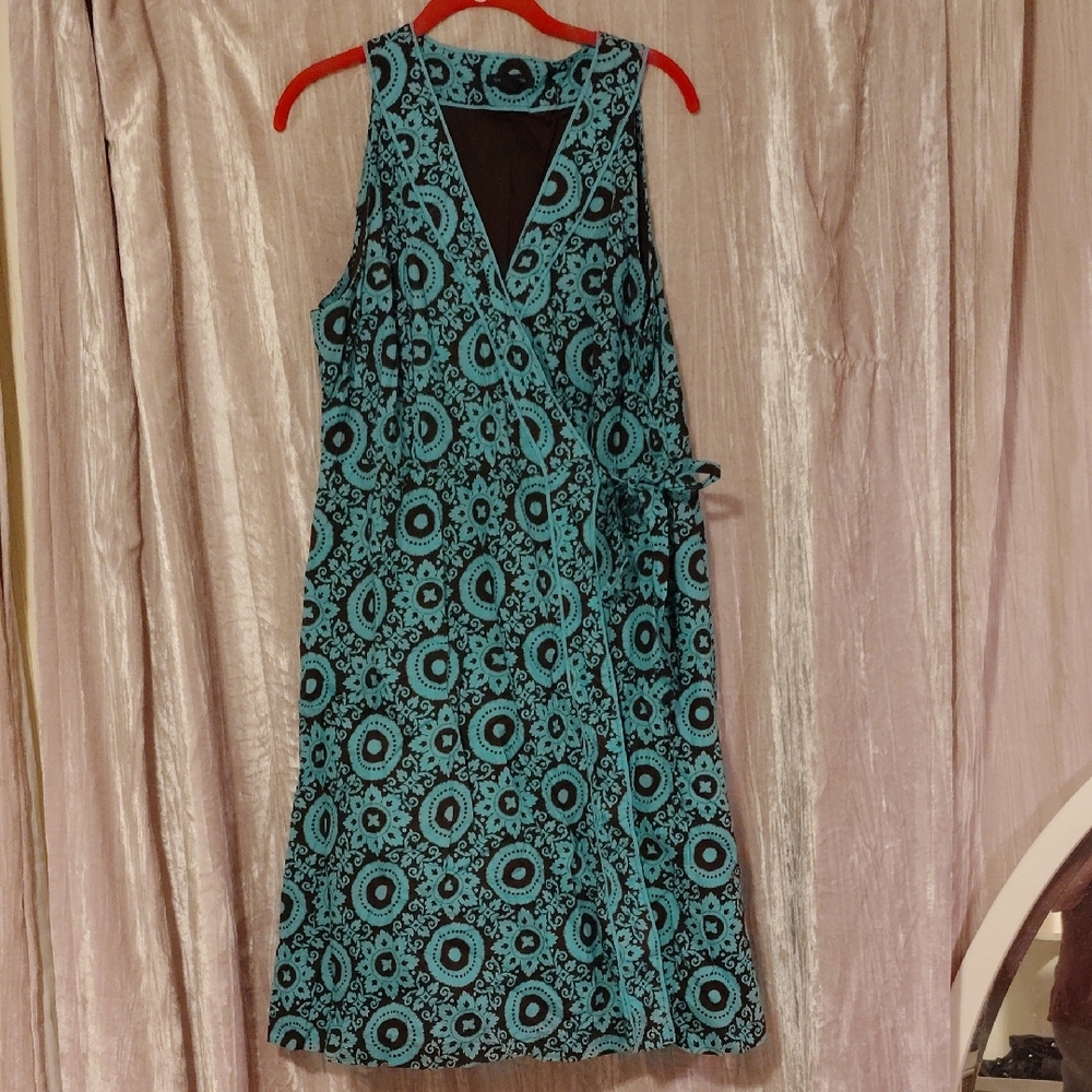 Tommy Hilfiger Brown and Blue Midi Dress